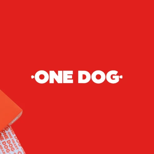 Red custom printed hot dog box with QR code