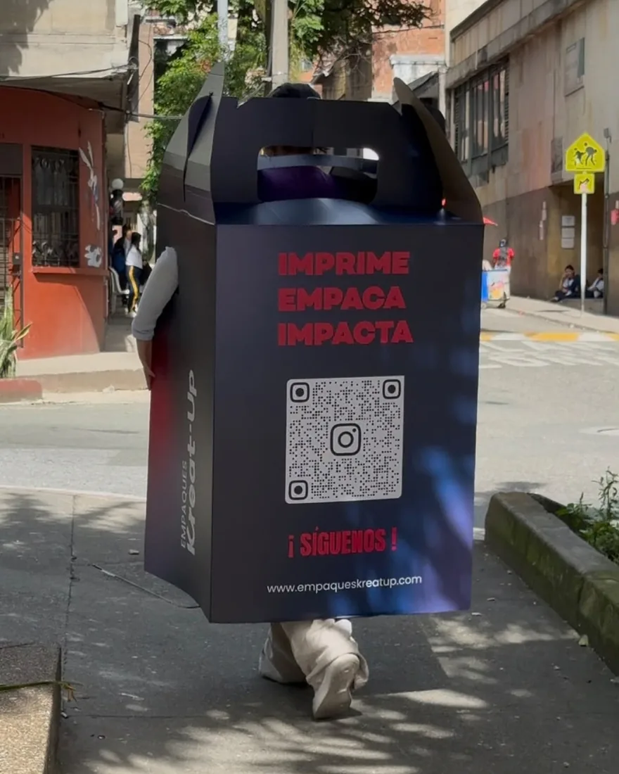 Giant printed promotional box on the street